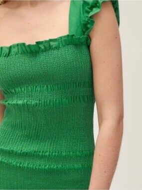 Capulet Elodie Smocked Midi Dress Emerald Green Small NWT